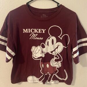 Disney Mickey Mouse Maroon Women’s Crop Top Size Small